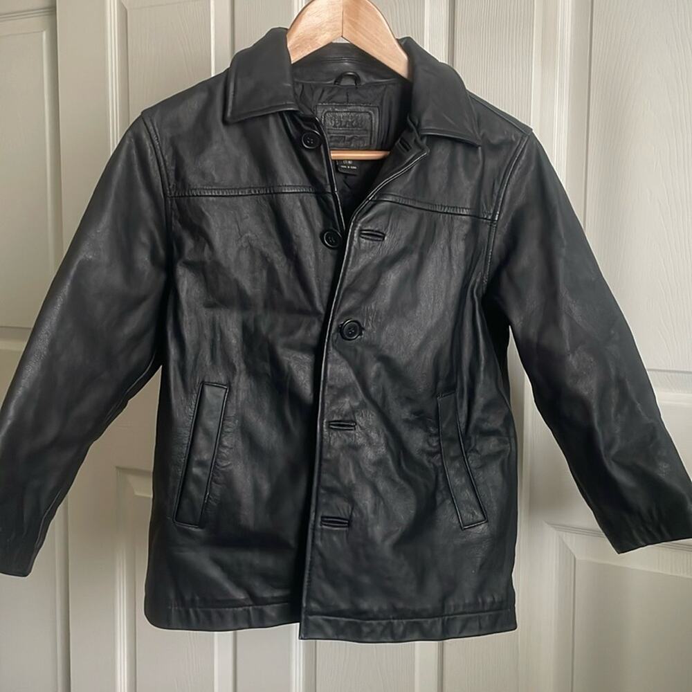 Vintage 90s Children’s Place Genuine Black Leather Jacket (M 7/8)